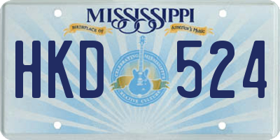 MS license plate HKD524