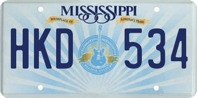 MS license plate HKD534