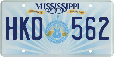 MS license plate HKD562