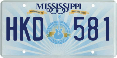 MS license plate HKD581