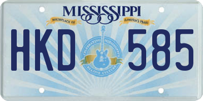 MS license plate HKD585