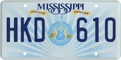 MS license plate HKD610