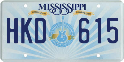 MS license plate HKD615