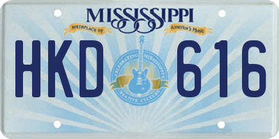 MS license plate HKD616