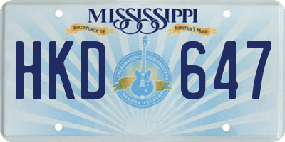 MS license plate HKD647