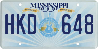 MS license plate HKD648