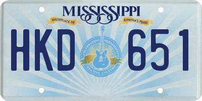 MS license plate HKD651
