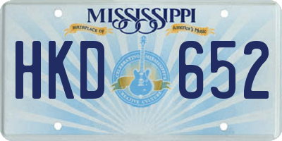 MS license plate HKD652