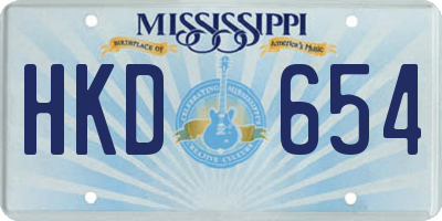 MS license plate HKD654
