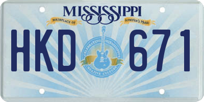 MS license plate HKD671