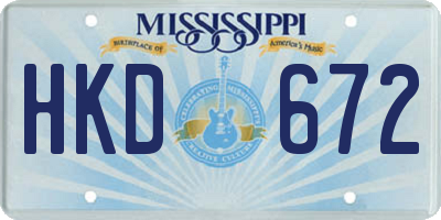 MS license plate HKD672