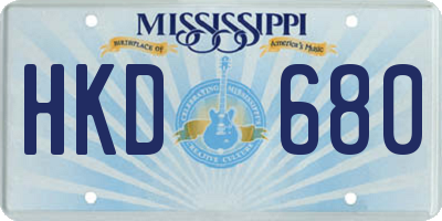 MS license plate HKD680