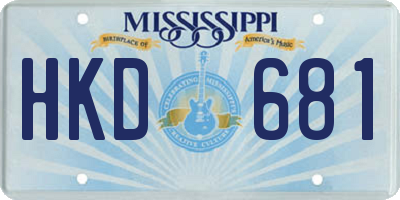 MS license plate HKD681