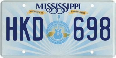 MS license plate HKD698
