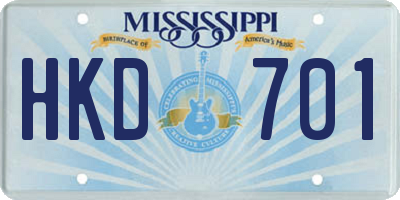 MS license plate HKD701