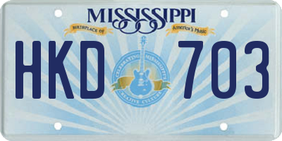 MS license plate HKD703