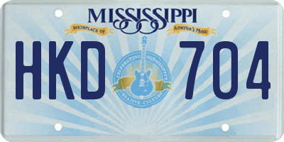 MS license plate HKD704