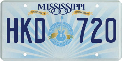 MS license plate HKD720