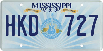 MS license plate HKD727
