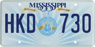 MS license plate HKD730