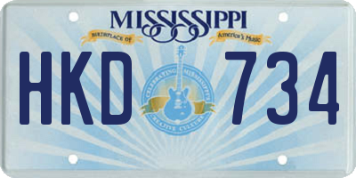 MS license plate HKD734