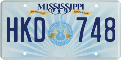MS license plate HKD748
