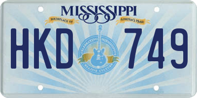 MS license plate HKD749