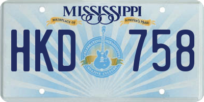 MS license plate HKD758