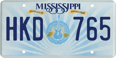 MS license plate HKD765