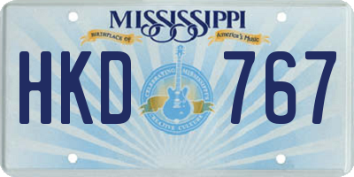 MS license plate HKD767