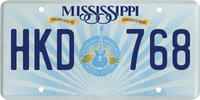 MS license plate HKD768