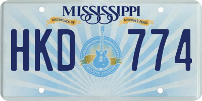 MS license plate HKD774