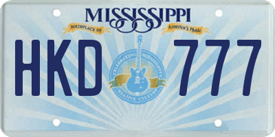 MS license plate HKD777