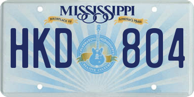 MS license plate HKD804
