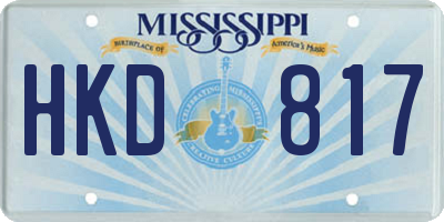 MS license plate HKD817