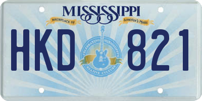 MS license plate HKD821