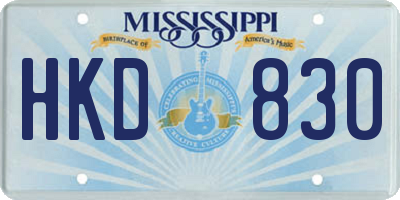 MS license plate HKD830