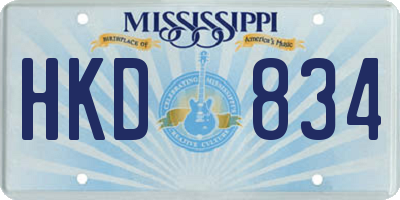 MS license plate HKD834