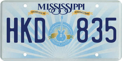 MS license plate HKD835