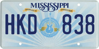 MS license plate HKD838