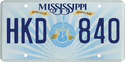 MS license plate HKD840