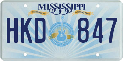 MS license plate HKD847