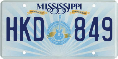 MS license plate HKD849