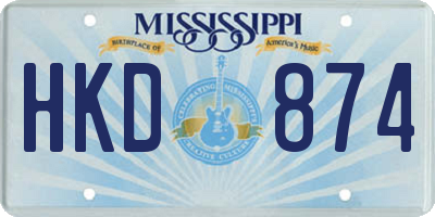 MS license plate HKD874
