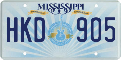 MS license plate HKD905