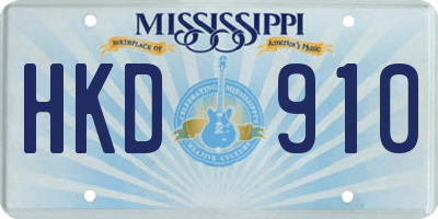 MS license plate HKD910