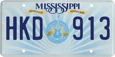MS license plate HKD913
