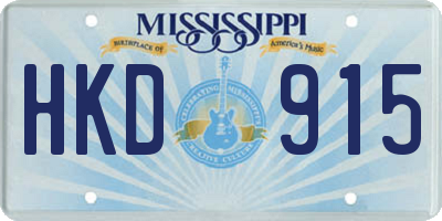 MS license plate HKD915