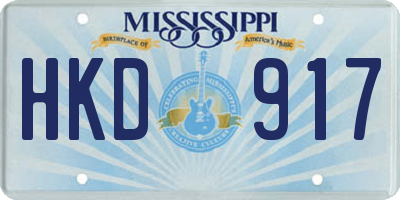 MS license plate HKD917