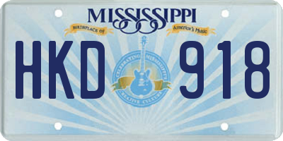 MS license plate HKD918